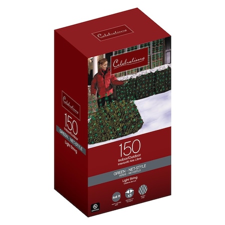 Celebrations Celebrations Red Incandescent Mini Green 150 ct Net Christmas Lights 6 ft. 48957-71